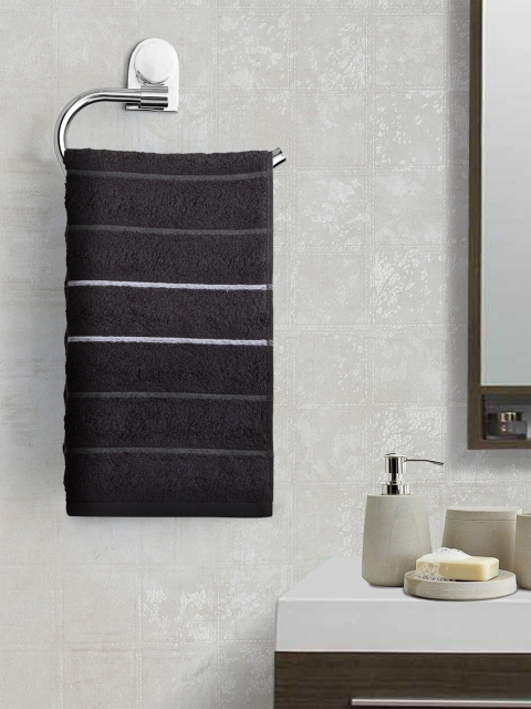 Portico New York Unisex Black Striped Hand Towel