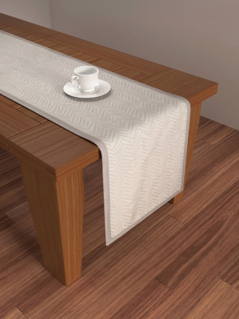 

S9home by Seasons Grey Printed 6 Seater Table Runner, Silver