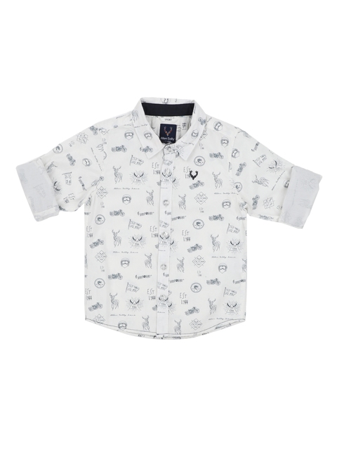 

Allen Solly Junior Boys White Regular Fit Printed Casual Shirt