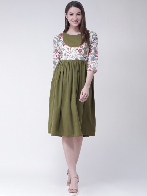 

Aayna Women Printed Green Empire Dress