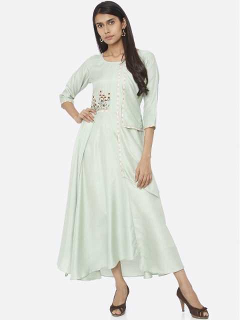 

RAISIN Women Solid Green Maxi Dress
