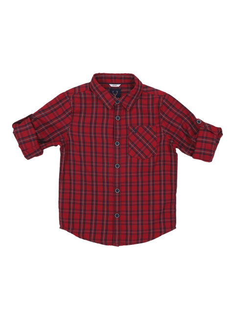 

Allen Solly Junior Boys Maroon Regular Fit Checked Casual Shirt