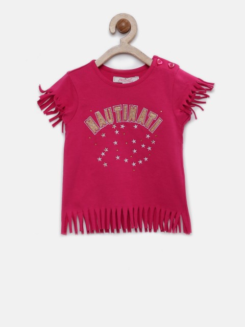 

Nauti Nati Girls Magenta Embellished A-Line Top