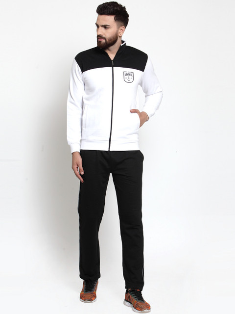 

WILD WEST Men Black & White Solid Tracksuit