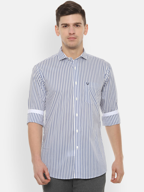 

Allen Solly Men White & Blue Slim Fit Striped Casual Shirt