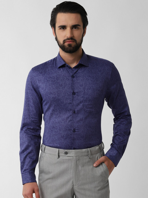 

Peter England Men Blue Slim Fit Floral Printed Formal Shirt
