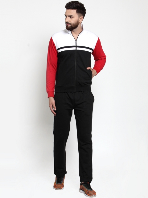 

WILD WEST Men Black & Red Colourblocked Tracksuit
