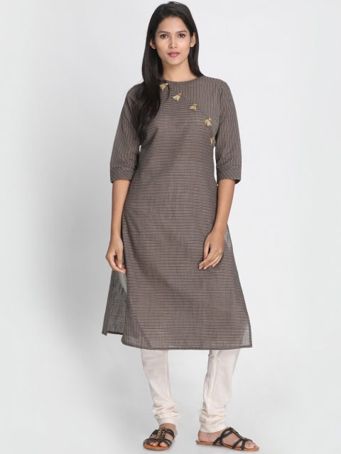 

Nakshi Women Brown Striped Straight Kurta