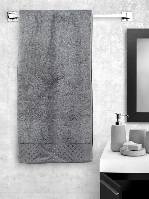 

Portico New York Unisex Grey Solid Bath Towel