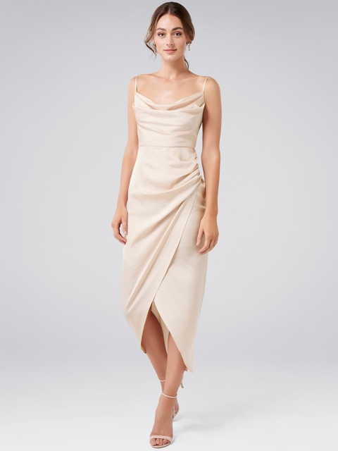 

Forever New Women Solid Beige Sheath Dress