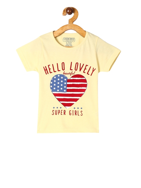 

Cherokee Girls Yellow Printed Round Neck T-shirt