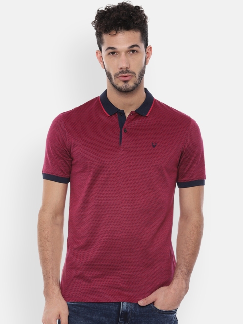 

Allen Solly Men Maroon Self Design Polo Collar T-shirt