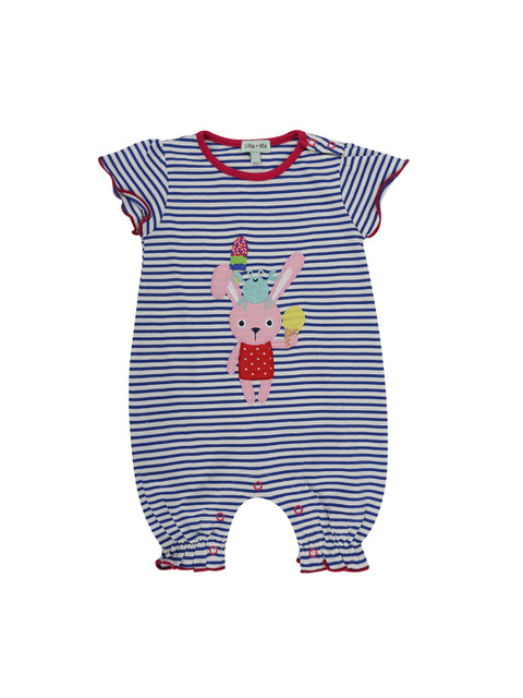 

Lilly and Sid Boys Navy Blue Striped Rompers