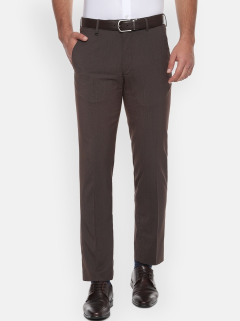 

Van Heusen Men Brown Slim Fit Self Design Formal Trousers