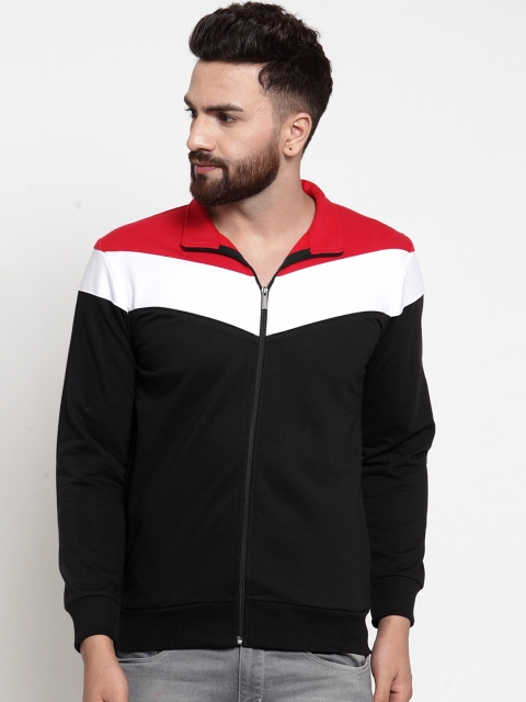 

WILD WEST Men Black & Red Colourblocked Sweatshirt