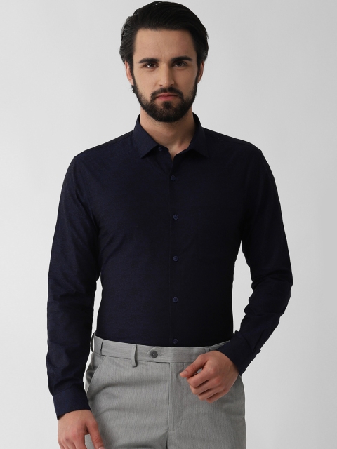 

Peter England Men Navy Blue Floral Slim Fit Printed Formal Shirt