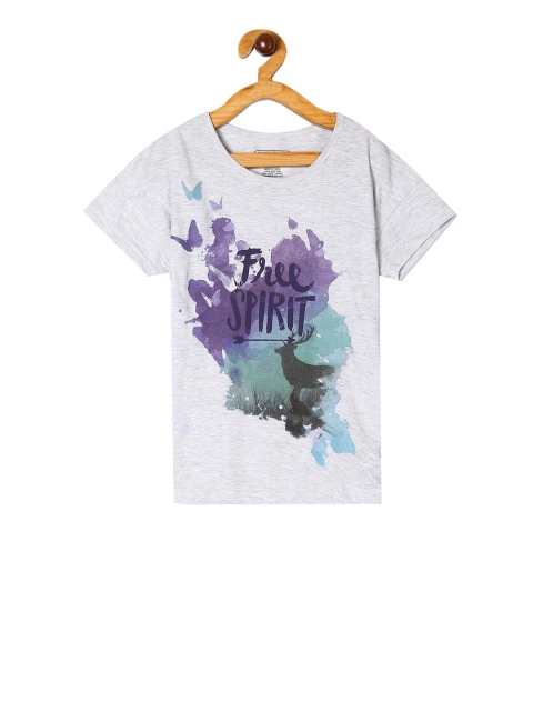 

Cherokee Girls Grey Printed Round Neck T-shirt
