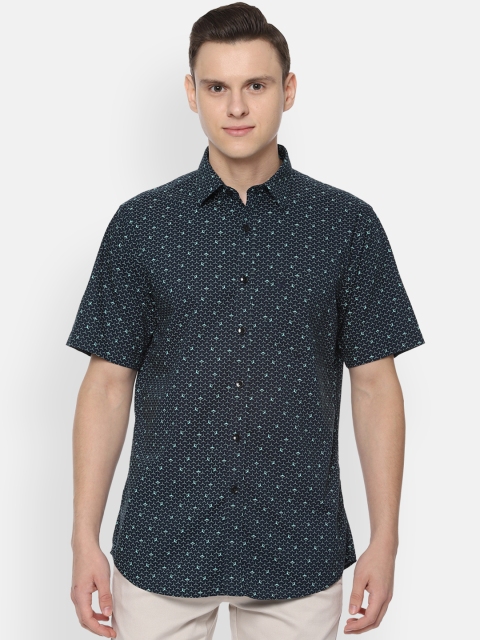 

Allen Solly Men Turquoise Blue Slim Fit Printed Casual Shirt