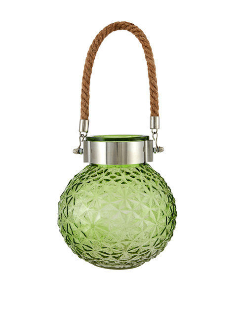 

Living Essence Sea Green Textured Flower Vase With Rope Lime