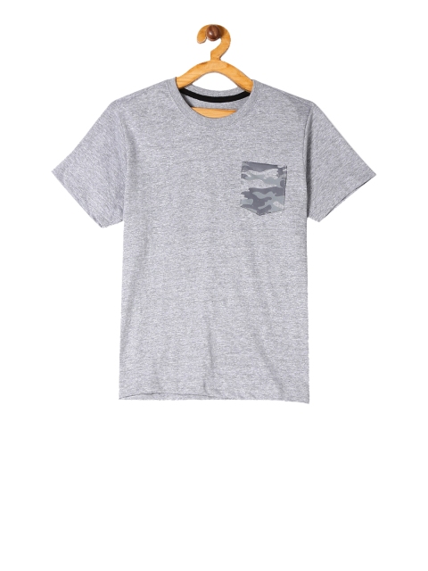 

Cherokee Boys Grey Melange Pocket Print Round Neck T-shirt