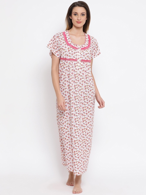 

Clovia Pink & White Floral Printed Nightdress