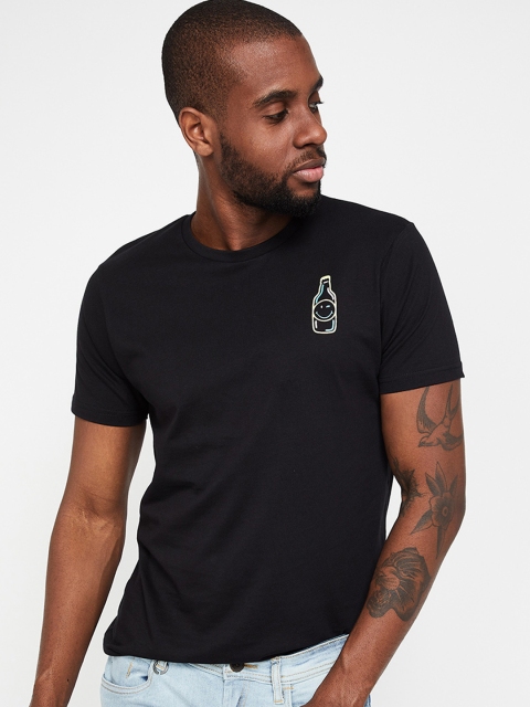 

Smiley World Men Black Printed Round Neck T-shirt