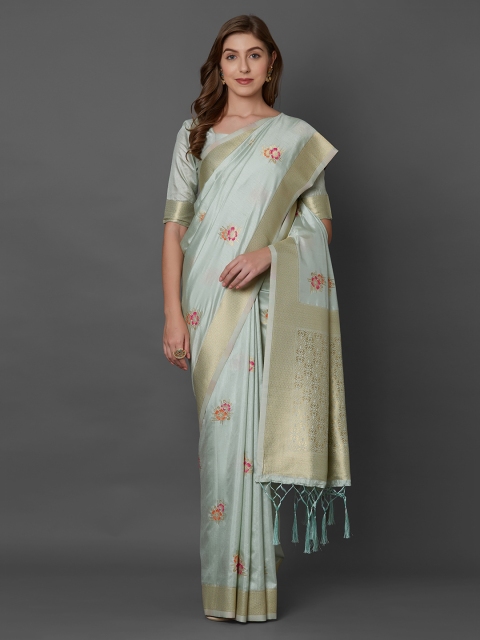 

Mitera Grey Silk Blend Woven Design Banarasi Saree