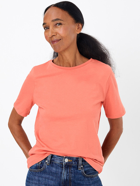 

Marks & Spencer Women Peach-Coloured Solid Round Neck T-shirt