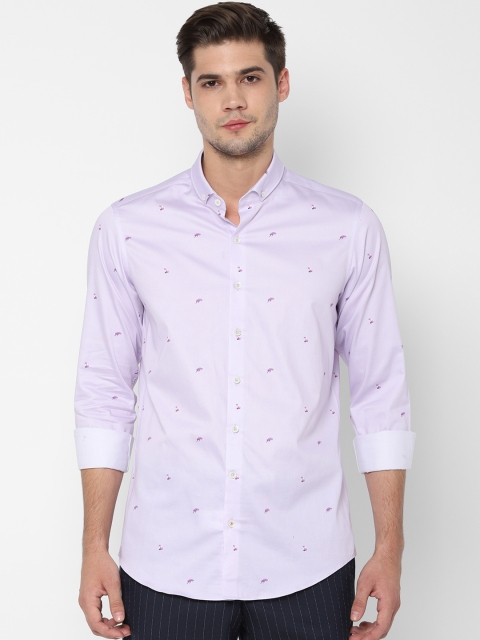 

SIMON CARTER LONDON Men Lavender Slim Fit Printed Formal Shirt