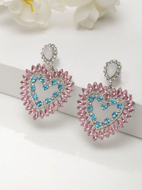 

AVANT-GARDE PARIS Pink & Blue Heart Shaped Drop Earrings