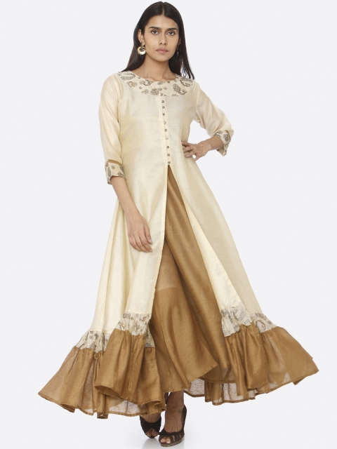 

RAISIN Women Beige Printed Layered Maxi Dress