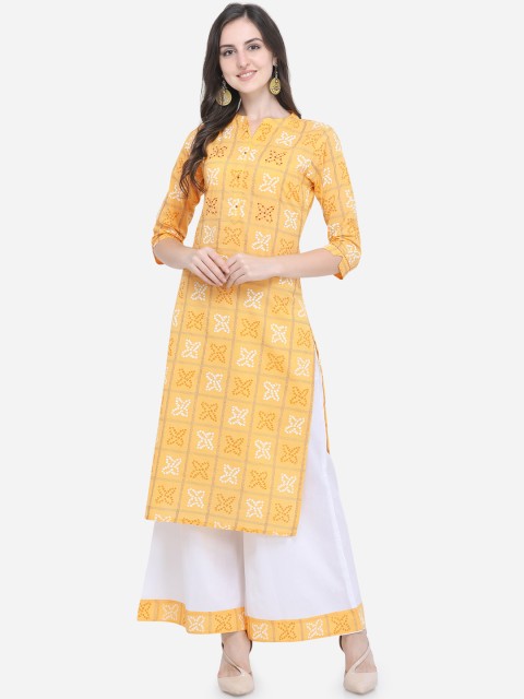

Mirchi Fashion Women Yellow Printed Kurta with Palazzos