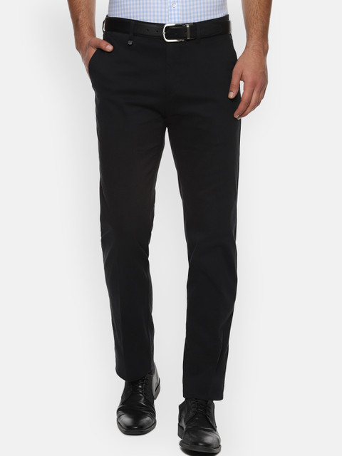

Van Heusen Men Black Slim Fit Solid Formal Trousers