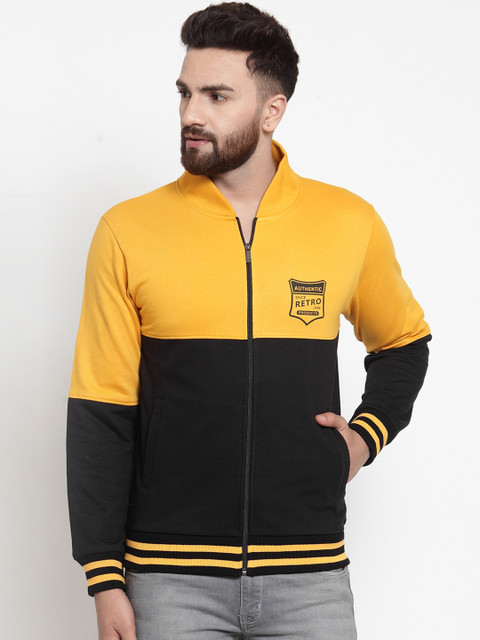 

WILD WEST Men Yellow & Black Colourblocked Sweatshirt