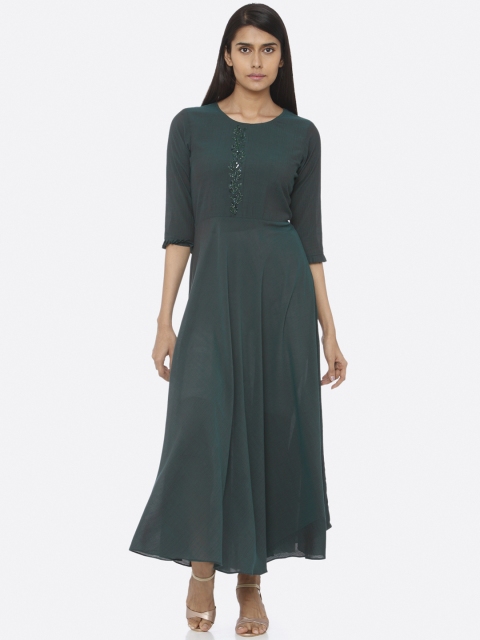 

RAISIN Women Green Solid Maxi Dress