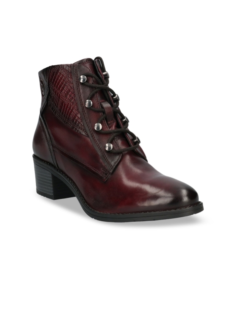 

Bugatti Women Brown Leather High Top Formal Boots