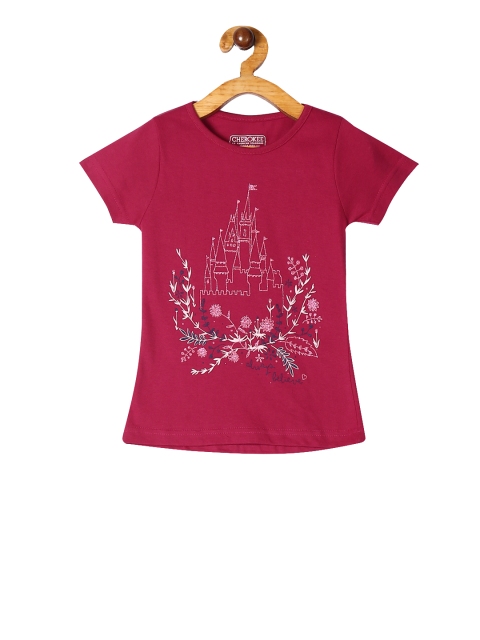 

Cherokee Girls Pink Printed Round Neck T-shirt