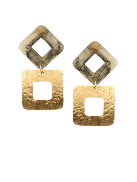 

Kazo Gold-Toned & Grey Square Drop Earrings