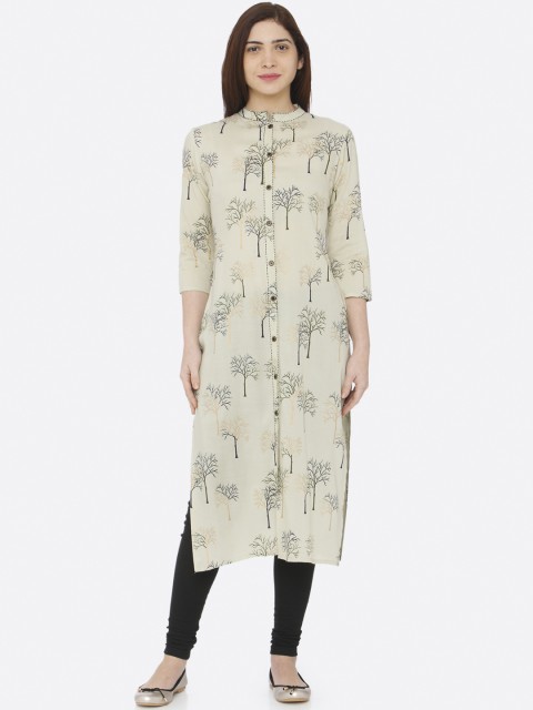 

RAISIN Women Green Printed Staight Kurta