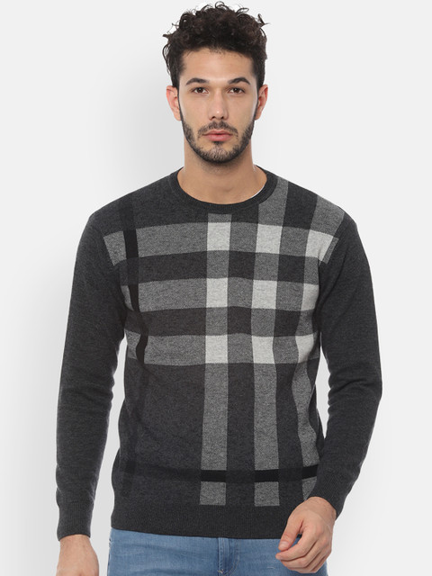 

People Men Black & Grey Checked Sweater