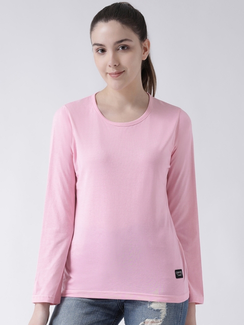 

GRIFFEL Women Pink Solid Round Neck T-shirt