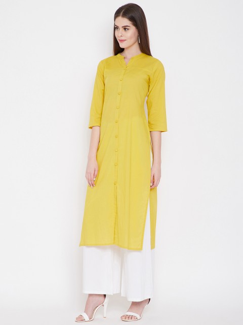 

Prakhya Women Yellow Solid Straight Kurta