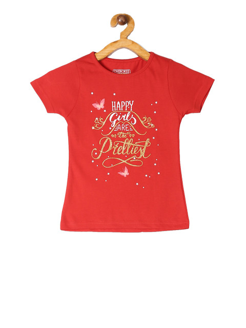 

Cherokee Girls Red Printed Round Neck T-shirt
