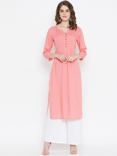 

Prakhya Women Pink Solid Straight Kurta