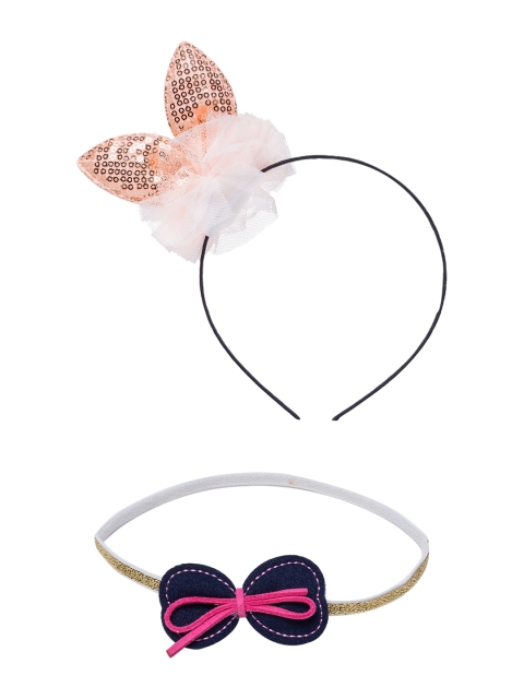 

Golden Peacock Girls Set of 2 Hairbands, Black