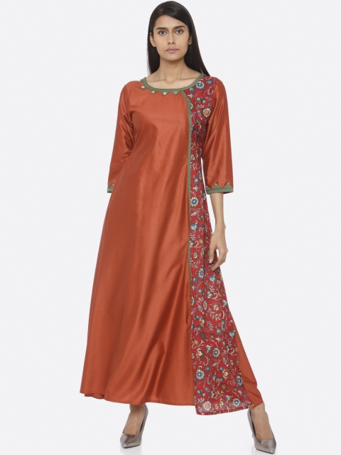 

RAISIN Women Printed Rust Orange Maxi Dress
