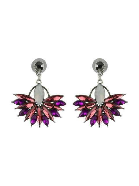 

Kazo Pink & Silver-Toned Contemporary Drop Earrings