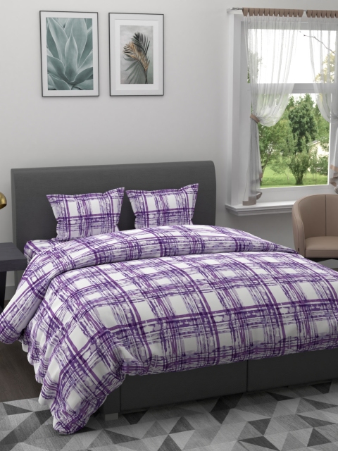 

Bianca Purple & White Checked Cotton 144TC Printed Bedding Set