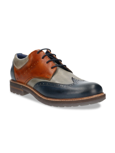 

Bugatti Men Blue & Brown Leather Formal Colorblocked Brogues