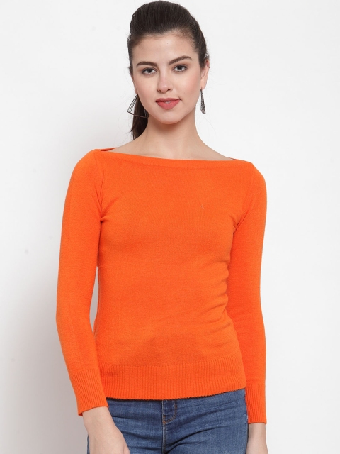 

Everlush Women Orange Solid Woollen Sweater